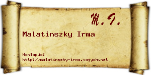 Malatinszky Irma névjegykártya