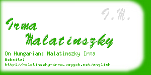 irma malatinszky business card